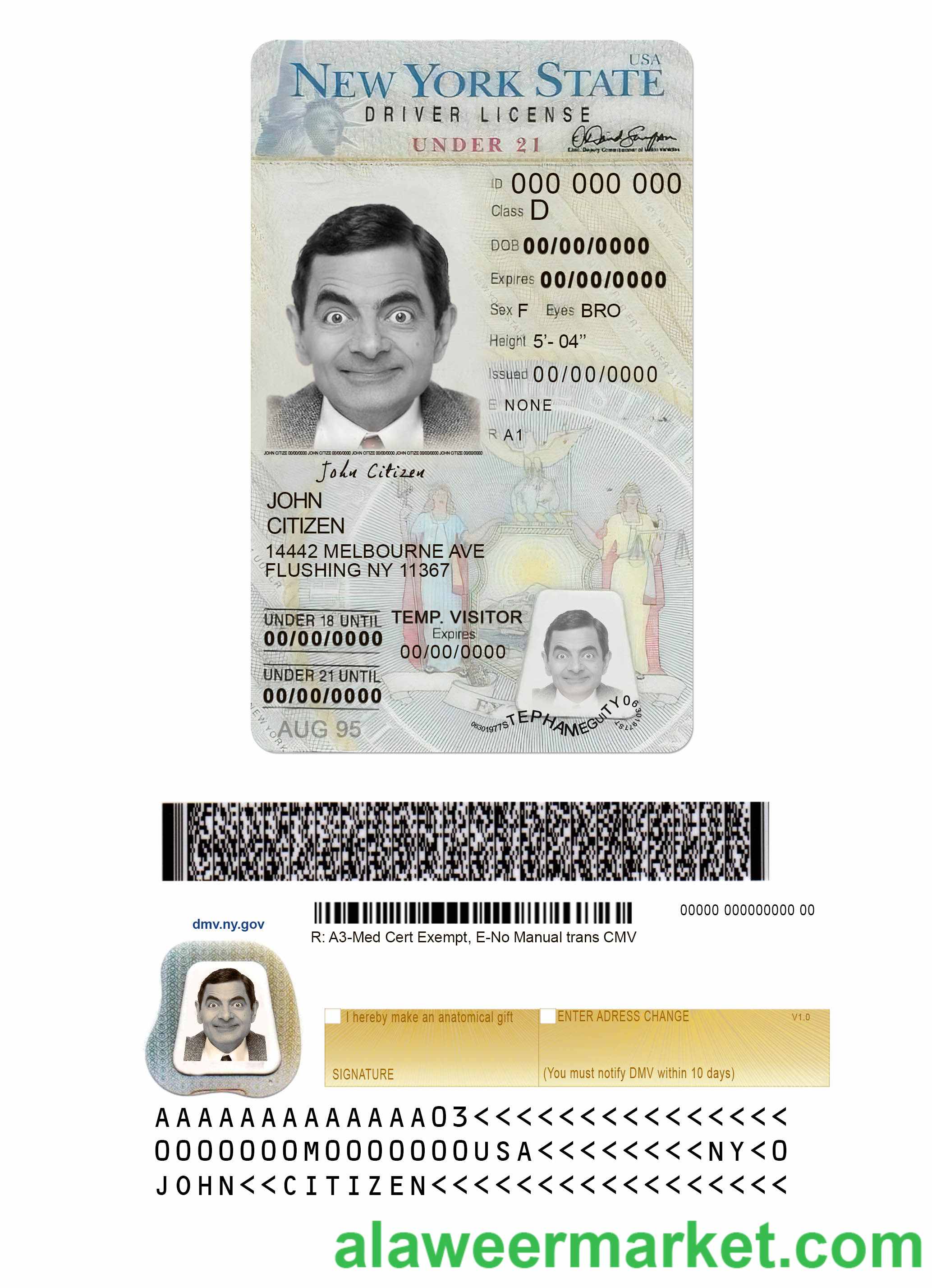 USA New York driving license under 21